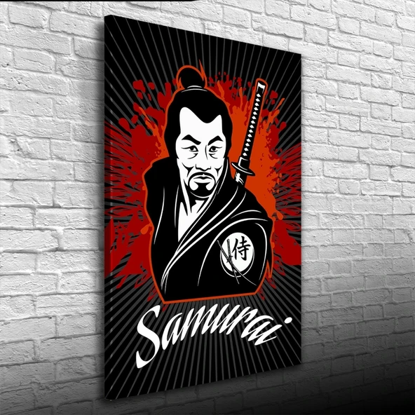 Japon Samuray Kırmızı ve Siyah Tonlarda Poster Kanvas Tablo 50 x 70 - Resim 3