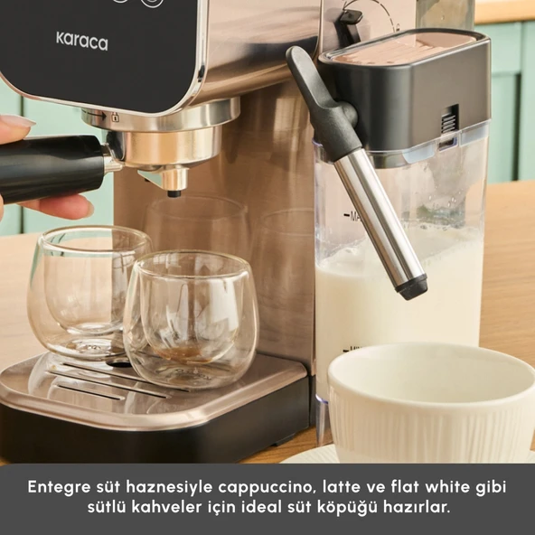 Karaca Mycaffe Barista S20 Entegre Süt Hazneli Otomatik Espresso ve Latte Makinesi Silver - Resim 6