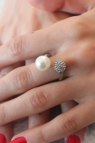 Gümüş Renk Zirkon Taşlı Kadın Yüzük - TJ-BYK2525 ürün görseli