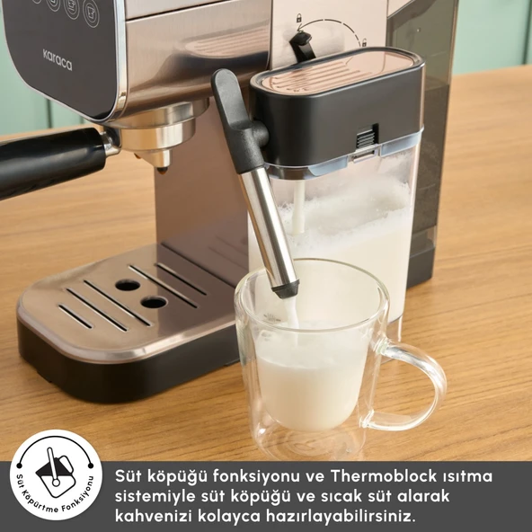 Karaca Mycaffe Barista S20 Entegre Süt Hazneli Otomatik Espresso ve Latte Makinesi Silver - Resim 8
