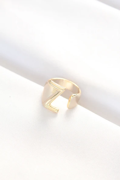 Z Harfli Altın Renk Ayarlanabilir Yüzük - TJ-BYK3153 - Resim 2