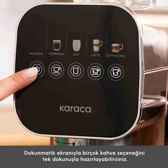 Karaca Mycaffe Barista S20 Entegre Süt Hazneli Otomatik Espresso ve Latte Makinesi Silver - Resim 5