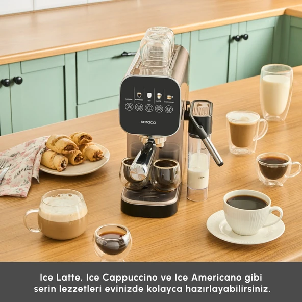 Karaca Mycaffe Barista S20 Entegre Süt Hazneli Otomatik Espresso ve Latte Makinesi Silver - Resim 4