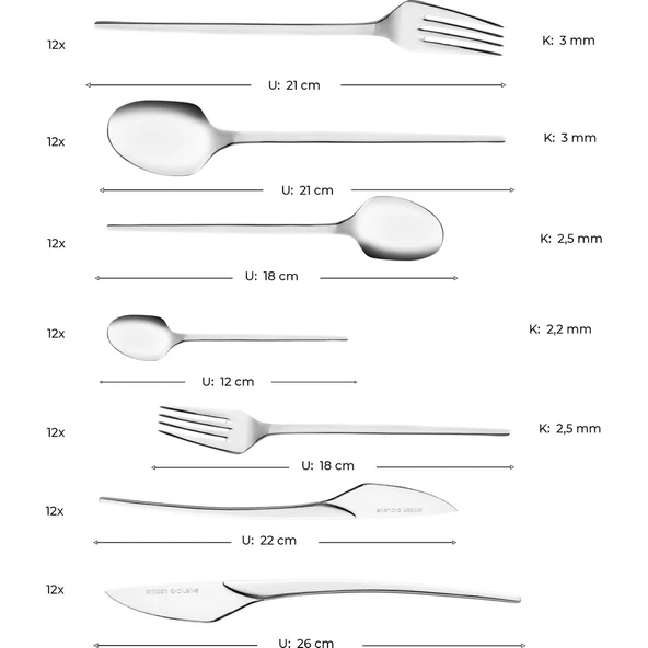 Emsan Fair 84 Parça 12 Kişilik Kutulu Çatal Kaşık Bıçak Takımı - Resim 5