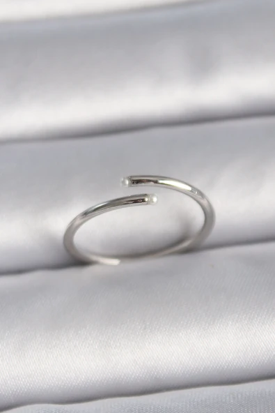 Pirinç Gümüş Renk Ayarlanabilir İnci Detay Kadın Yüzük - TJ-BYK3423 ürün görseli