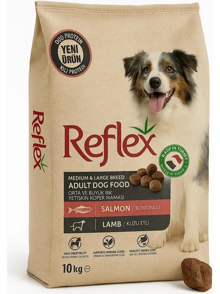 Reflex Duo Protein Somonlu & Kuzu Etli Orta ve Büyük Irk Yetişkin Köpek Maması 10 kg ürün görseli 1