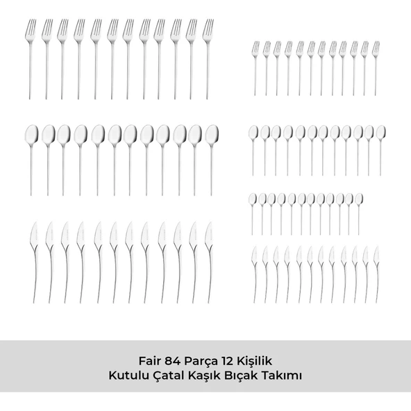 Emsan Fair 84 Parça 12 Kişilik Kutulu Çatal Kaşık Bıçak Takımı - Resim 6