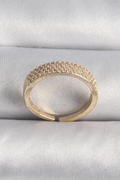 Pirinç Gold Renk Zirkon Taşlı VIP Seri Kadın Yüzük - TJ-BYK3506 ürün görseli