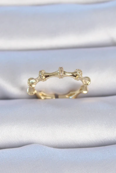 Pirinç Gold Renk Zirkon Taşlı Kadın Yüzük - TJ-BYK3312 ürün görseli