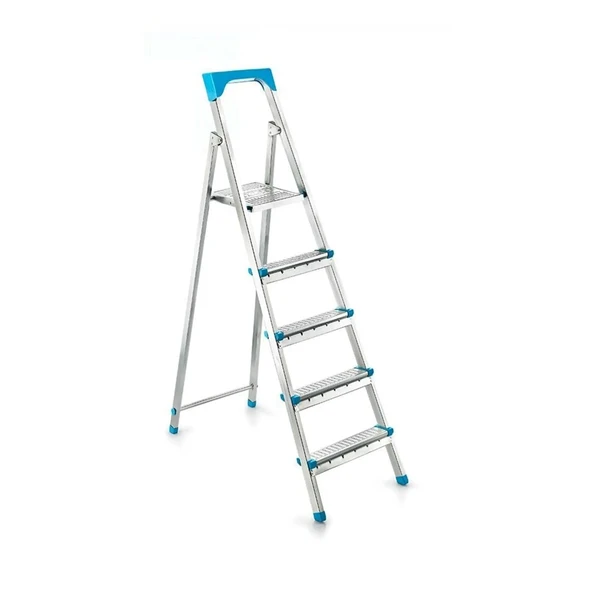 4+1BASAMAKLI METAL MERDİVEN Y: 105CM - 120KG.TAŞIMA KAPASİTESİ (5314) ürün görseli 1