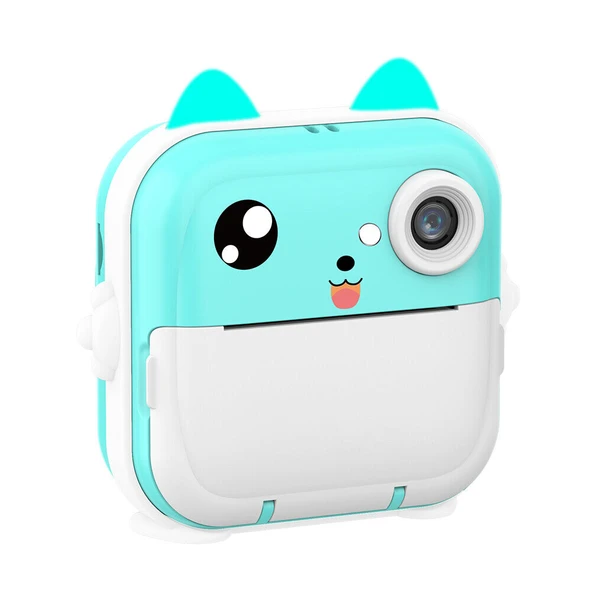 Anlık Termal Yazıcılı Dijital Çocuk Kamerası 2.0 Inc HD Şipşak Fotoğraf Makinesi AE110 Mavi ürün görseli