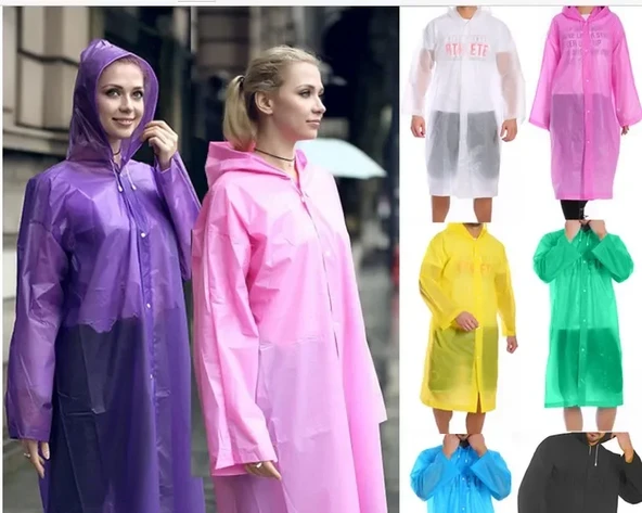 Kadın Erkek Yağmurluk Kapüşonlu Çıtçıtlı Eva Raincoat (5314) - Resim 3