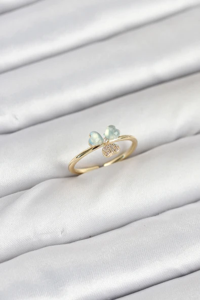 Pirinç Gold Renk Yonca Model Kadın Yüzük - TJ-BYK3858 ürün görseli