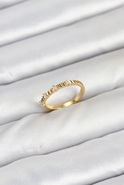 Pirinç Gold Renk Lazer Kesim Kadın Yüzük - TJ-BYK3892 ürün görseli