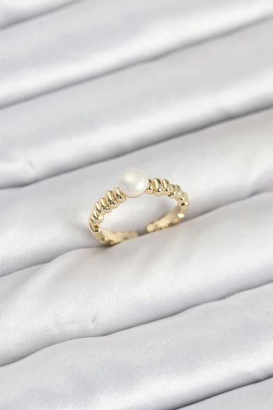 Pirinç Gold Renk Göbek İnci Model Kadın Yüzük - TJ-BYK3886 ürün görseli