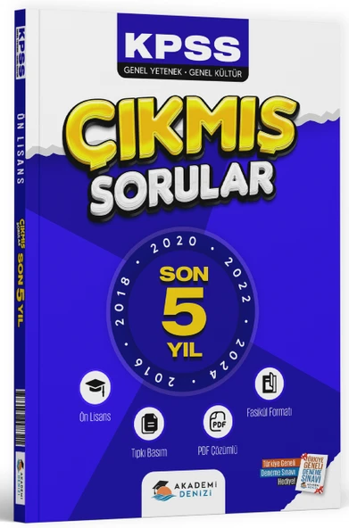 Akademi Denizi 2026 KPSS Ön Lisans Çıkmış Sorular Son 5 Yıl Tıpkı Basım Fasikül Çözümlü Akademi Denizi ürün görseli 1