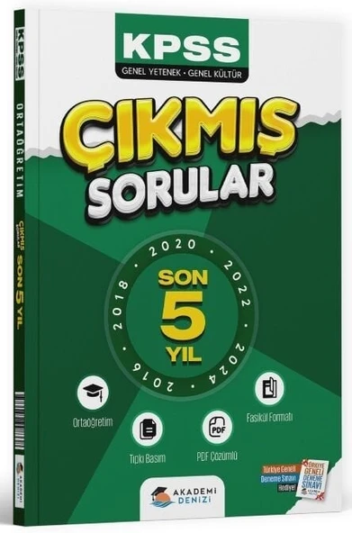 Akademi Denizi 2026 KPSS Lise Ortaöğretim Çıkmış Sorular Son 5 Yıl Tıpkı Basım Fasikül Çözümlü Akademi Denizi ürün görseli 1