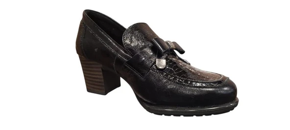 MAMMAMİA D25KA-3335 KALIN TOPUKLU KLASİK KADIN DERİ AYAKKABI - Resim 9