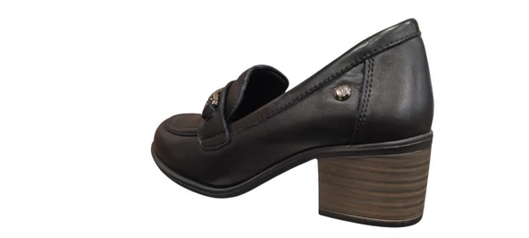 MAMMAMİA D25KA-3405 KALIN TOPUK KLASİK KADIN DERİ AYAKKABI - Resim 10