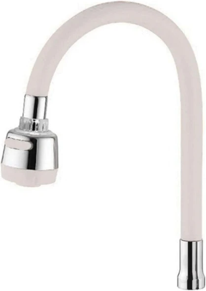 Renkli Silikonlu Oynar Başlıklı 2 Fonksiyonlu Spiral Musluk Başlığı - Beyaz (5314) - Resim 4