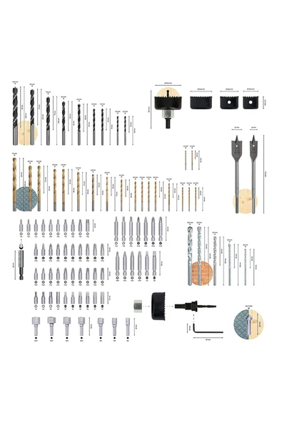 Bosch V-line 103 Parça Matkap & Vidalama Karışık Aksesuar Seti - 2607017367 - Resim 6