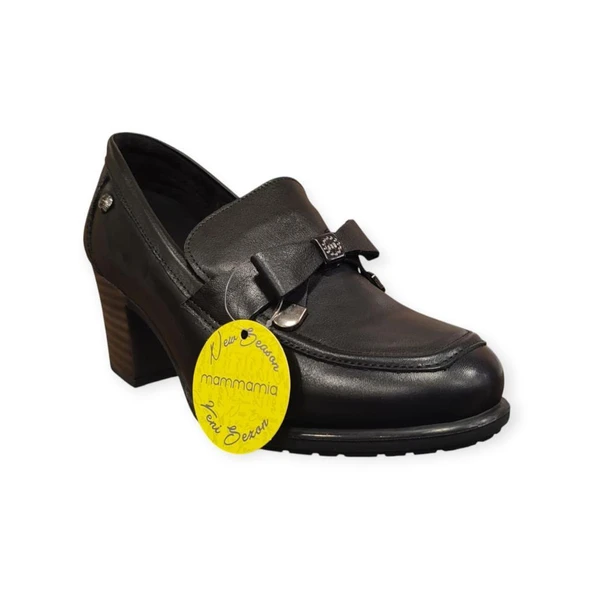 MAMMAMİA D25KA-3335 KALIN TOPUKLU KLASİK KADIN DERİ AYAKKABI - Resim 3