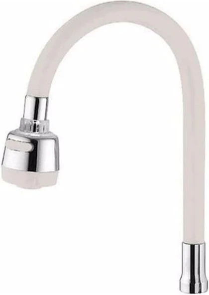 Renkli Silikonlu Oynar Başlıklı 2 Fonksiyonlu Spiral Musluk Başlığı - Beyaz (5314) - Resim 3