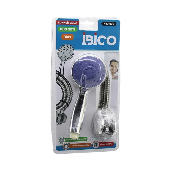 VAKUMLU AMBALAJ3İN1DUŞ SETİ FONKSİYONLU DUŞ BAŞLIK - METAL DUŞ HORTUM - MAFSAL=ASKI VİDALI (5314) ürün görseli 1