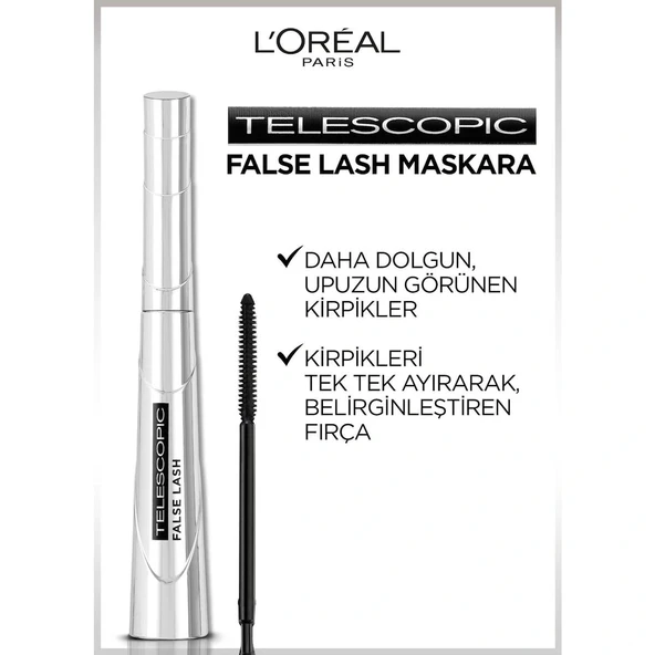 L'Oréal Paris False Lash Telescopic Fiber Maskara - Siyah ürün görseli 1