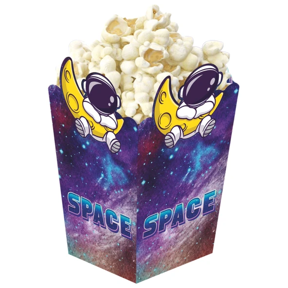3D Uzay Temalı Popcorn Mısır Kutusu 8 li Paket - Resim 5