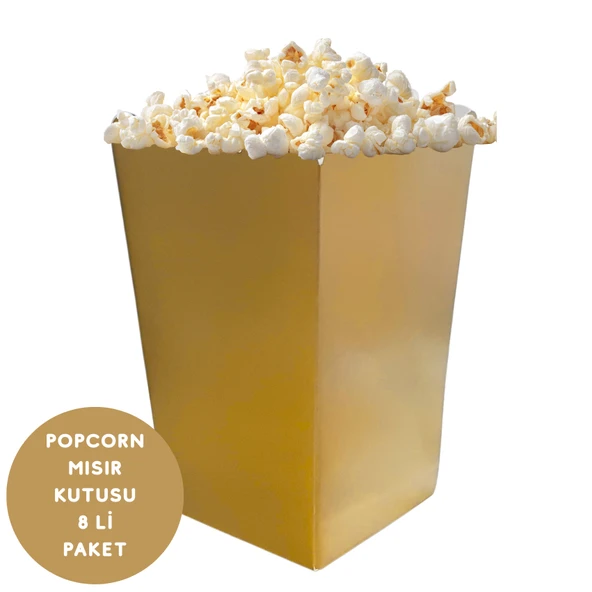 Altın Renkli Popcorn Mısır Kutusu 8 li Paket ürün görseli 1