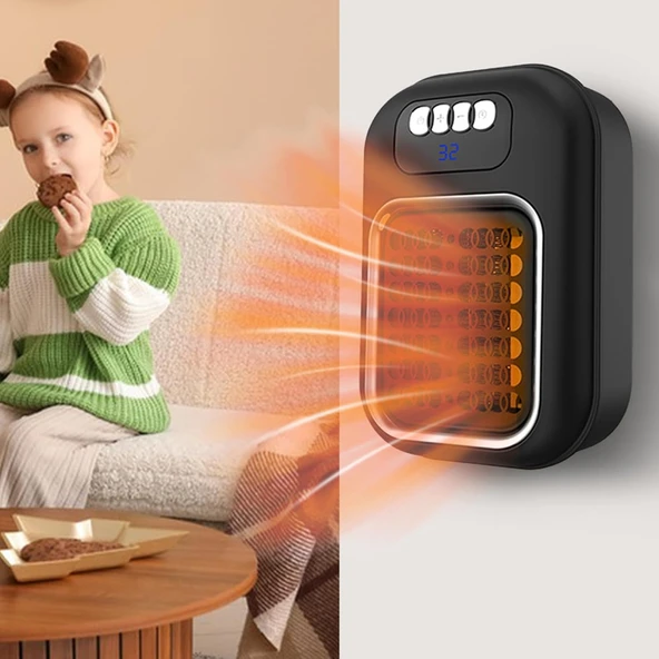 Akıllı Isıtıcı Duvara Monte Taşınabilir Isıtıcı Fan - Uzaktan Kumandalı Sessiz Isıtma Ünitesi Yatak Odası Banyo Mutfak Ofis Daire Öğrenci Evi Restoran İçin - Resim 4