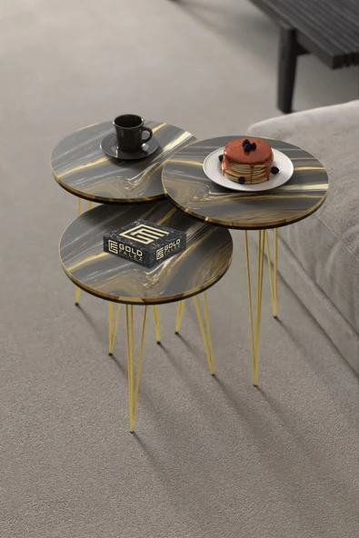 Orta Sehpa Elips Ceviz Siyah Tel Ayak ürün görseli 1