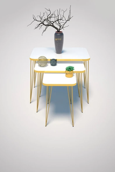 Zigon Sehpa Kr Gold Beyaz Tel - Resim 2