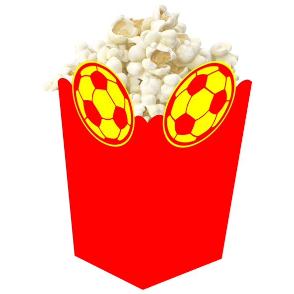 3D Sarı Kırmızı Taraftar Temalı Popcorn Mısır Kutusu 8 li Paket - Resim 3
