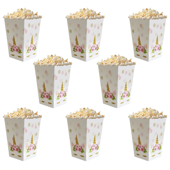 Unicorn Temalı Popcorn Mısır Kutusu 8 li Paket - Resim 2