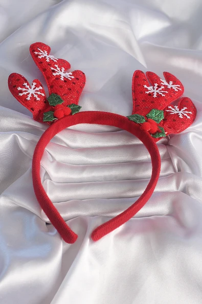 Yılbaşı Temalı Kar Tanesi İşleme Detay Geyik Boynuzu Figürlü Taç ürün görseli 1