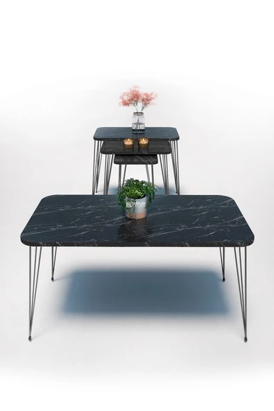 Zigon Sehpa Kr Ve Orta Sehpa Kr Set Siyah Ayak Bendir Tel 1104 ürün görseli 1