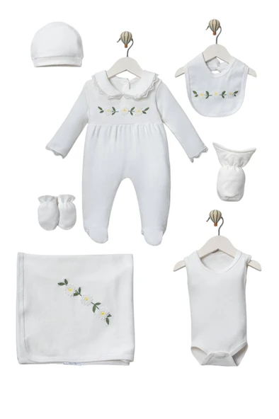 Kız Bebek Mobil Papatya Desenli 7 Li Zıbın Hastane Çıkış Seti ürün görseli