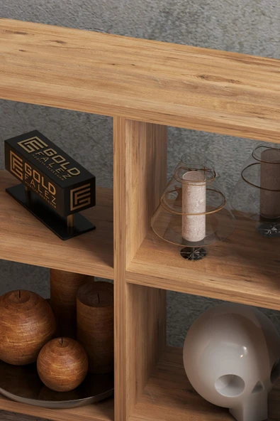 KİTAPLIK ÇOK AMAÇLI MUTFAK RAF DOLAP  9 BÖLMELİ ATLANTİK ÇAM - Resim 3