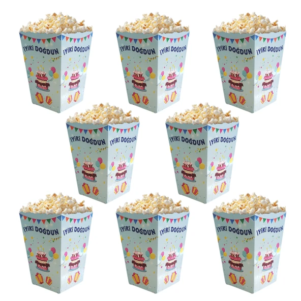 Renkli İyiki Doğdun Temalı Popcorn Mısır Kutusu 8 li Paket - Resim 2