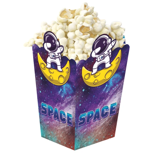3D Uzay Temalı Popcorn Mısır Kutusu 8 li Paket - Resim 2