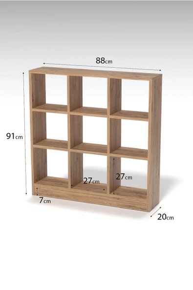 KİTAPLIK ÇOK AMAÇLI MUTFAK RAF DOLAP  9 BÖLMELİ ATLANTİK ÇAM - Resim 4