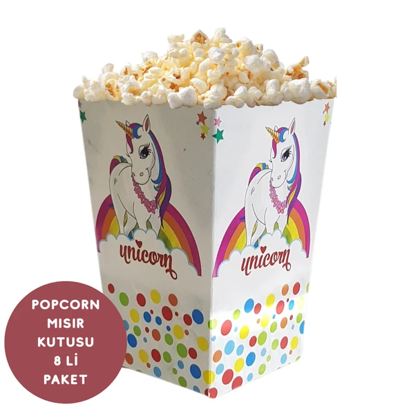 Popcorn Mısır Kutusu Unicorn Temalı 8 li Paket ürün görseli 1