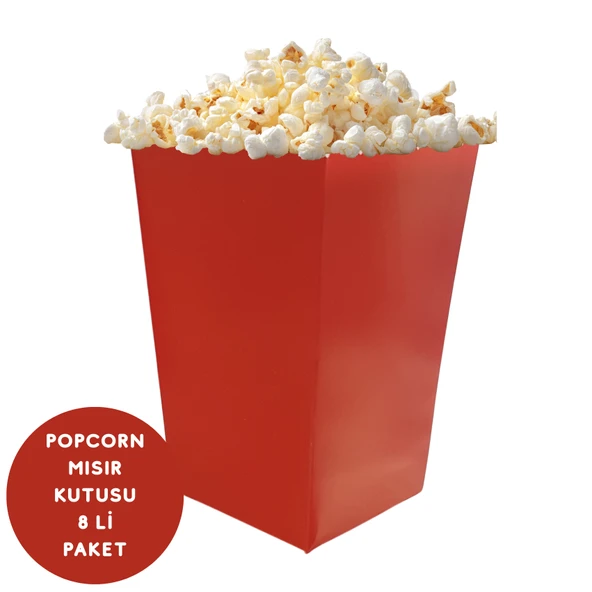 Kırmızı Renkli Popcorn Mısır Kutusu 8 li Paket ürün görseli 1