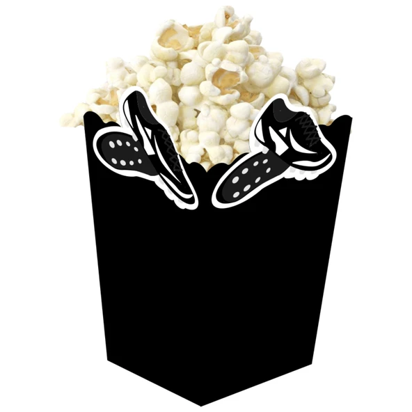 3D Siyah Beyaz Taraftar Temalı Popcorn Mısır Kutusu 8 li Paket - Resim 5
