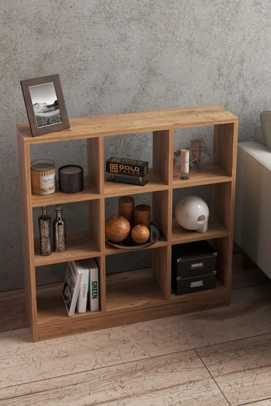 KİTAPLIK ÇOK AMAÇLI MUTFAK RAF DOLAP  9 BÖLMELİ ATLANTİK ÇAM ürün görseli 1