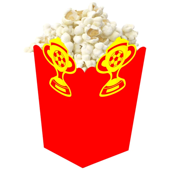 3D Sarı Kırmızı Taraftar Temalı Popcorn Mısır Kutusu 8 li Paket - Resim 5