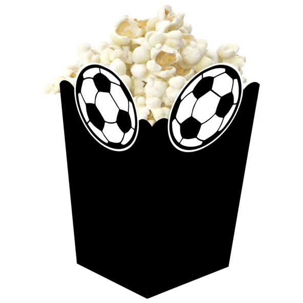 3D Siyah Beyaz Taraftar Temalı Popcorn Mısır Kutusu 8 li Paket - Resim 3