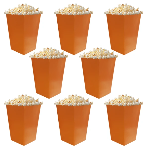 Turuncu Renkli Popcorn Mısır Kutusu 8 li Paket - Resim 2